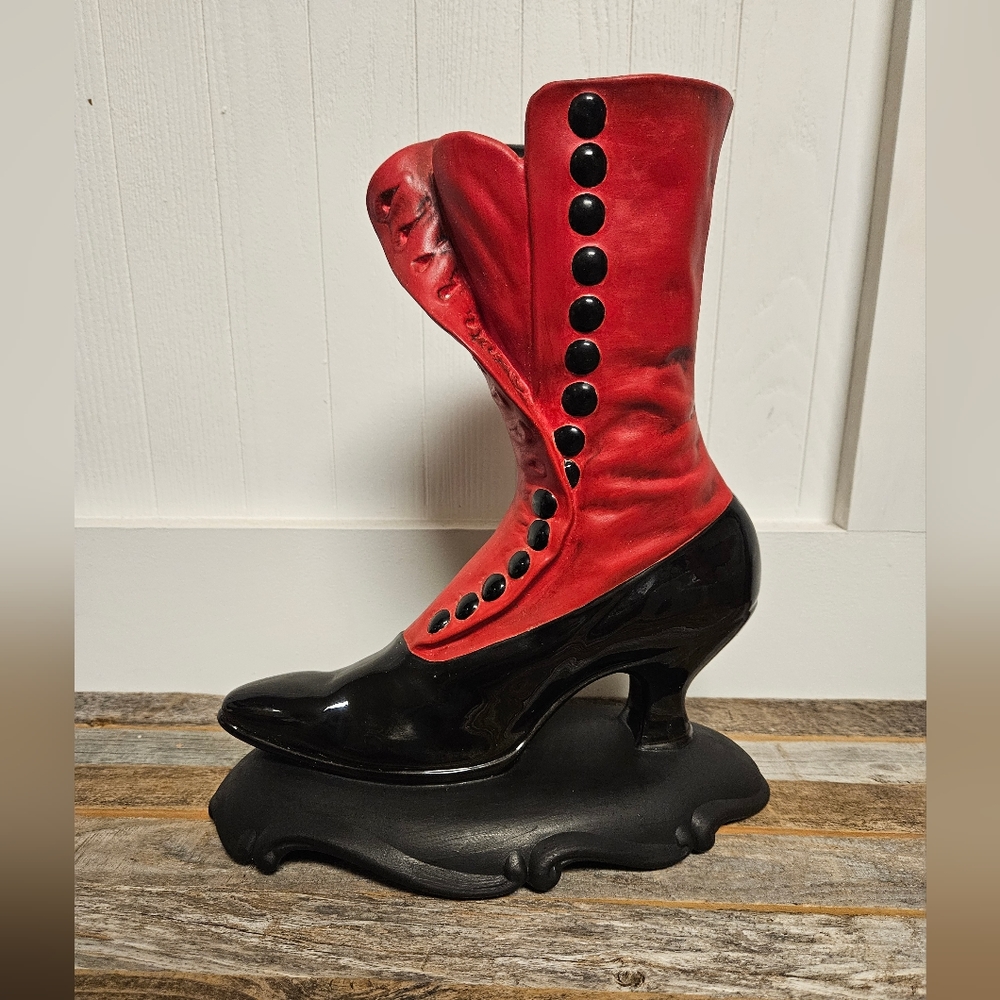 Vintage button boot planter